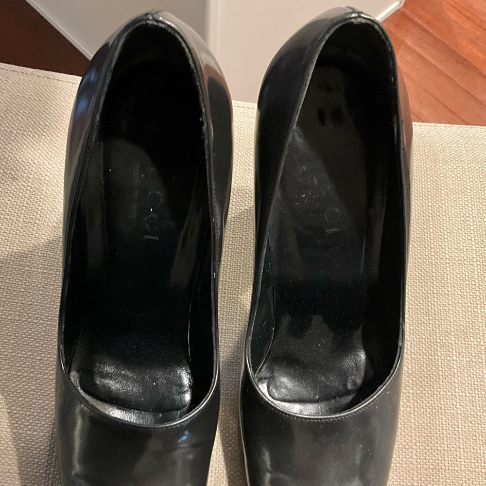 GUCCI pumps wooden heel size 6 1/2 Color Dark Grey - Picture 2 of 9